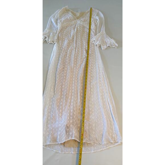 Boston Proper Lace Eyelet Maxi Dress Womens Sz 4 Cottagecore Fairy Whimsy White - Picture 4 of 15